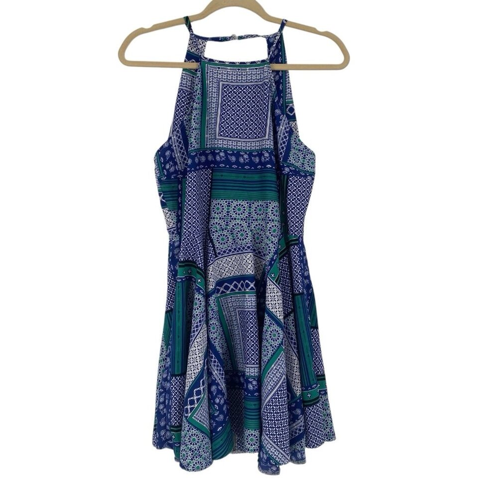 Influence Women’s Size 12 Blue Patchwork Mix Print Sundress